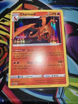 Charizard SWSH066 Staff Vivid Voltage Prerelease Black Star Promo Pokemon TCG - Image 1