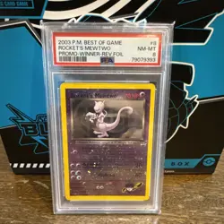2003 POKEMON BEST OF GAME PROMO WINNER #8 ROCKET'S MEWTWO-REVERSE FOIL PSA 8 - Image 1