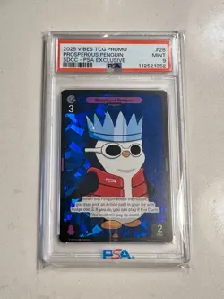 PSA 9 Vibes TCG X PSA Prosperous Penguin SDCC 2025 Exclusive Promo Card - Image 1