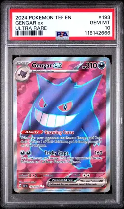 PSA 10 Gengar EX 193 Full Art Temporal Forces Pokemon Card 2024 GEM MINT - Image 1