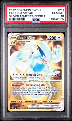 PSA 10 Lugia VStar 211 Gold Secret Rare Silver Tempest Pokemon Card 2022 GEM - Image 1