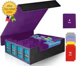 MTG Trading Card Storage Box Fits 3200+ Cards, Commander Deck Case, 4 Display Wi - Image 10