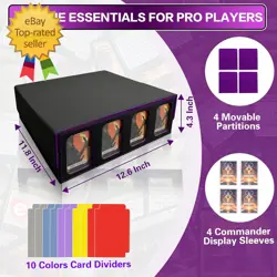 MTG Trading Card Storage Box Fits 3200+ Cards, Commander Deck Case, 4 Display Wi - Image 5