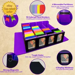 MTG Trading Card Storage Box Fits 3200+ Cards, Commander Deck Case, 4 Display Wi - Image 6