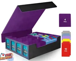 MTG Trading Card Storage Box Fits 3200+ Cards, Commander Deck Case, 4 Display Wi - Image 1