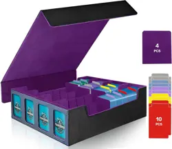 MTG Trading Card Storage Box Fits 3200+ Cards, Commander Deck Case, 4 Display Wi - Image 10