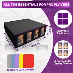 MTG Trading Card Storage Box Fits 3200+ Cards, Commander Deck Case, 4 Display Wi - Image 3