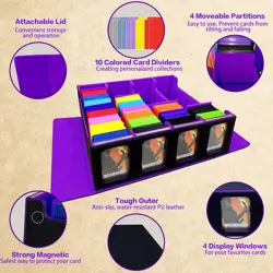 MTG Trading Card Storage Box Fits 3200+ Cards, Commander Deck Case, 4 Display Wi - Image 7