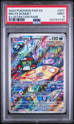 PSA 9 Mint Brute Bonnet 207/182 Sv04: Paradox Rift Holo Pokemon TCG - Image 1