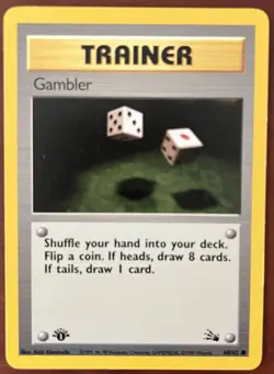 Pokemon Gambler 1st Edition 60/62 Fossil LP Lightly Played - Image 1