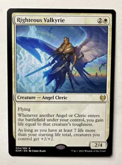 Righteous Valkyrie Rare Regular MTG Kaldheim #24 NM 2021 - Image 1