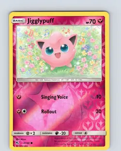 Pokemon TCG Jigglypuff S&M Hidden Fates 41/68 Reverse Holo Common Card NM - Image 1