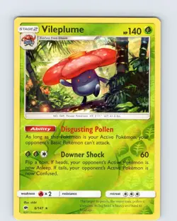 Pokemon TCG Vileplume S&M Burning Shadows 6/147 Reverse Holo Rare Card NM - Image 1