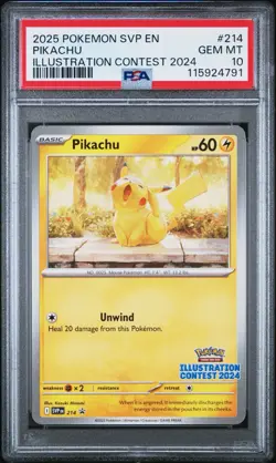 2025 POKEMON SVP EN-SV BLACK STAR PROMO ILLUSTRATION CONTEST 2024 PIKACHU PSA 10 - Image 1