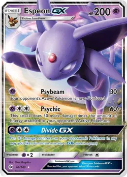 POKEMON (2017) ESPEON GX 61/149 Sm Base Set Holo - Image 1
