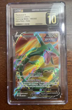 CGC PRISTINE 10 Rayquaza V Full Art 193/203 Evolving Skies Pokemon Card LOW POP - Image 1