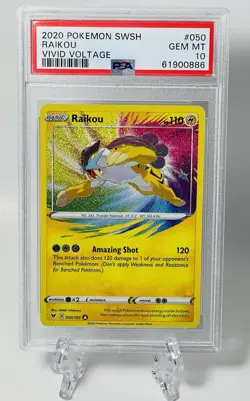 PSA 10 Amazing Rare Raikou 2020 Pokemon Vivid Voltage Holo 50/185 Gem Mint #050 - Image 1