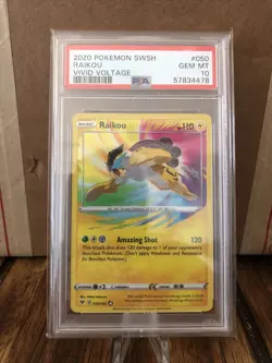 PSA 10 Amazing Rare Raikou 2020 Pokemon Vivid Voltage Holo 50/185 Gem Mint #050 - Image 1