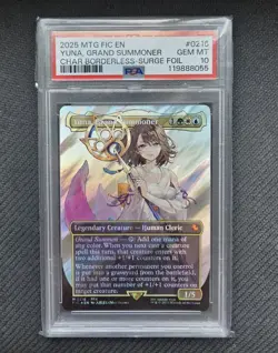 Yuna, Grand Summoner MTG Final Fantasy Char Borderless - Surge Foil #0216 PSA 10 - Image 1