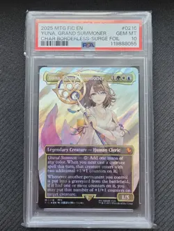 Yuna, Grand Summoner MTG Final Fantasy Char Borderless - Surge Foil #0216 PSA 10 - Image 2