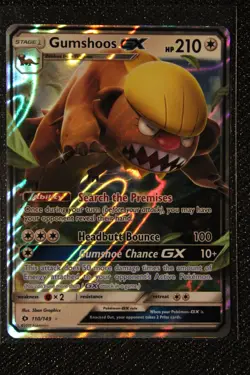 Pokemon TCG Gumshoos GX 110/149 Sm Base Set Holo Full Art  - Image 1