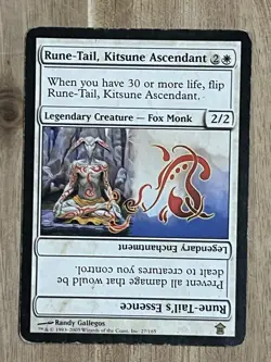 Awesome Magic The Gathering MTG Card Rune-tail Kitsune Ascendant 27/165 MP - Image 1