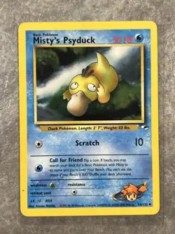 Misty's Psyduck 054/132 Pokemon TCG Gym Heroes Vintage WOTC Card (Moderate Play) - Image 1
