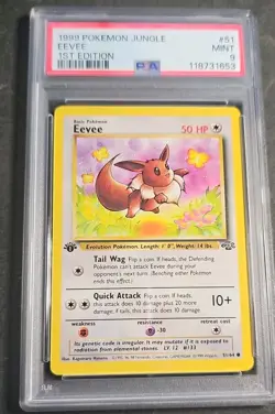 1999 Pokemon Jungle 1st Edition Eevee Card 51/64 PSA 9 - Image 1