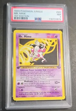 1999 Pokemon Jungle 1st Edition MR. Mime Card 22/64 PSA 7 - Image 1