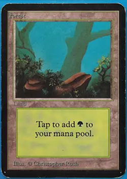 Forest (A Rocks) Alpha HEAVILY PLD Basic Land MAGIC CARD (ID# 498283) ABUGames - Image 1