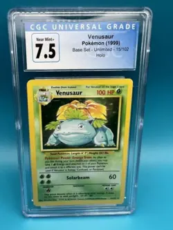 Pokemon Base Set Unlimited Venusaur 15/102 Graded CGC 7.5 Card - Image 1