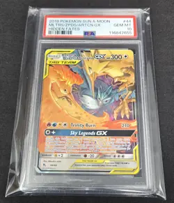2019 POKEMON SUN & MOON HIDDEN FATES #44 MOLTRES & ZAPDOS & ARTICUNO GX PSA 10 - Image 1