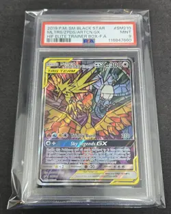 Pokemon Moltres Zapdos Articuno GX Hidden Fates Black Star Promo SM210 PSA 9 - Image 1