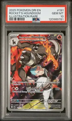 2025 Pokemon Destined Rivals Rocket's Houndoom Illustration Rare #191 PSA 10 - Image 1