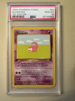 1999 Pokemon Fossil Slowpoke 1st Edition #55 PSA 10 - Image 3