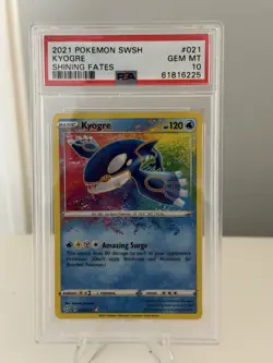 PokÃ©mon TCG Kyogre Shining Fates Holo Card 021/072 Amazing Rare Gem Mint Psa 10 - Image 1