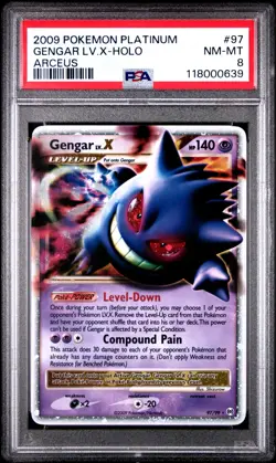 2009 POKEMON PLATINUM ARCEUS #97 GENGAR LV.X HOLO PSA 8 - Image 1