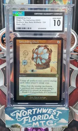 Graded MTG Card - CGC Gem Mint 10 - BRO  - Unwinding Clock (Foil) Retro Frame - Image 1