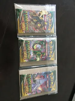 (3) Pokemon TCG Evolving Skies Booster Pack SWSH English Factory Sealed from Tin - Image 1