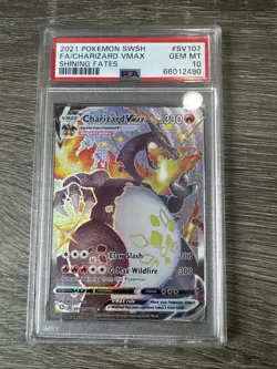 2021 POKEMON SWORD & SHIELD SHINING FATES #SV107 FULL ART/CHARIZARD VMAX PSA 10 - Image 1