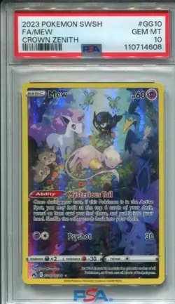 2023 POKEMON SWORD & SHIELD CROWN ZENITH #GG10 FULL ART/MEW PSA 10 - Image 1