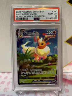 Pokemon Flareon VMAX Premium Coll. Full Art Promo SWSH180 PSA 10 Gem Mint - Image 2