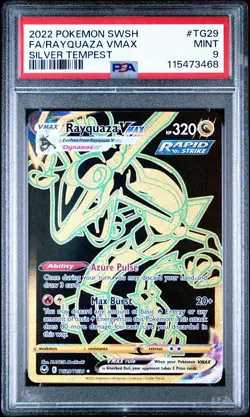 PSA 9 Rayquaza VMAX TG29/TG30 Full Art Silver Tempest Pokémon Card - Image 3