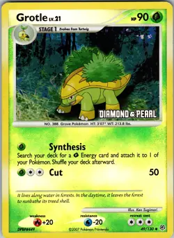 Grotle 49/130 Diamond and Pearl Reverse Holo - Pokemon Card - Free Shipping - Image 3