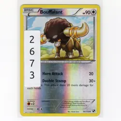 PokÃ©mon TCG Bouffalant 90/114 BW Base Set Reverse Holo Uncommon Card EN-LP 2011 - Image 3