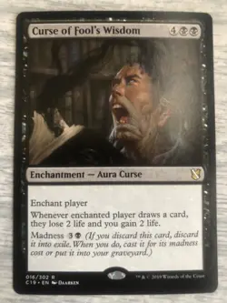 Curse of Fool's Wisdom Near Mint, English Commander 2019 MTG Magic FREE SHIPPING - Image 1