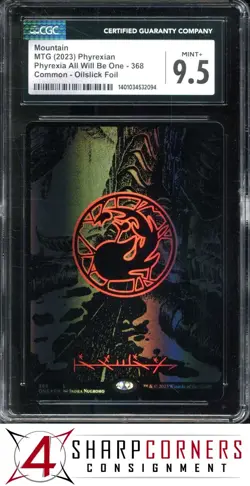2023 MAGIC THE GATHERING PHYREXIA ALL WILL BE ONE MOUNTAIN OILSLICK FOIL CGC 9.5 - Image 1