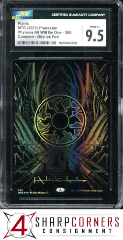 2023 MAGIC THE GATHERING PHYREXIA ALL WILL BE ONE PLAINS OILSLICK FOIL CGC 9.5 - Image 1