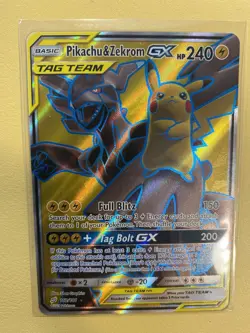 Pokemon TCG Card - Pikachu & Zekrom GX Tag Team 162/181 Full Art Holo Rare MP - Image 1