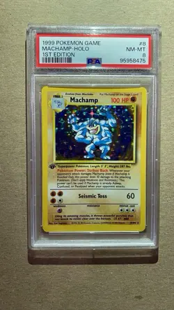 1999 Machamp Base Set 1st Edition 8/102 Holo PSA 8 NM-MT Rare Pokemon Card - Image 1